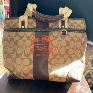 Coach heritage stripe purse